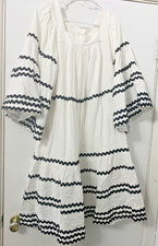 Lisa Marie Fernandez Target Dress Womens Medium M Black White Ric Rac Linen Boho