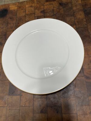Everyday Gibson Chop Plate 12  White w Gold Trim