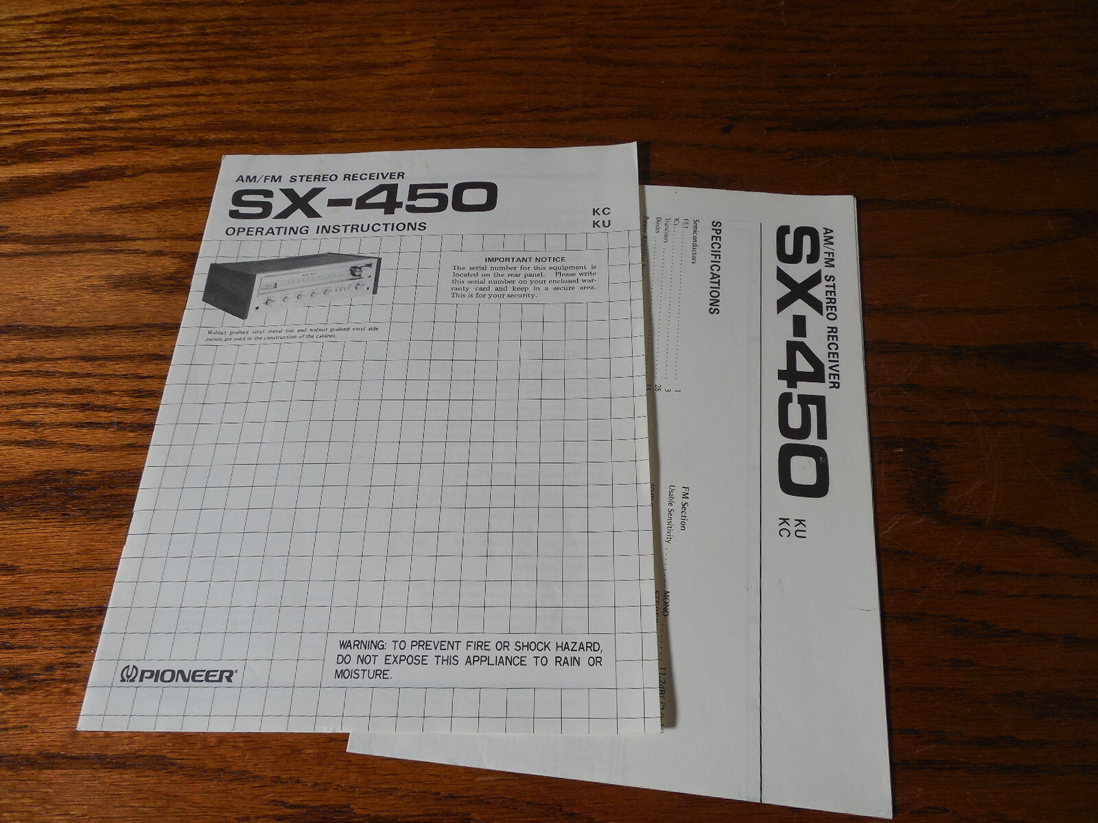 Pioneer SX-450 Receiver Operating Instructions and Schematic