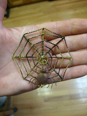 24 Spooky Black Metal Wire 3'' Spider Webs Halloween Salem Collection 