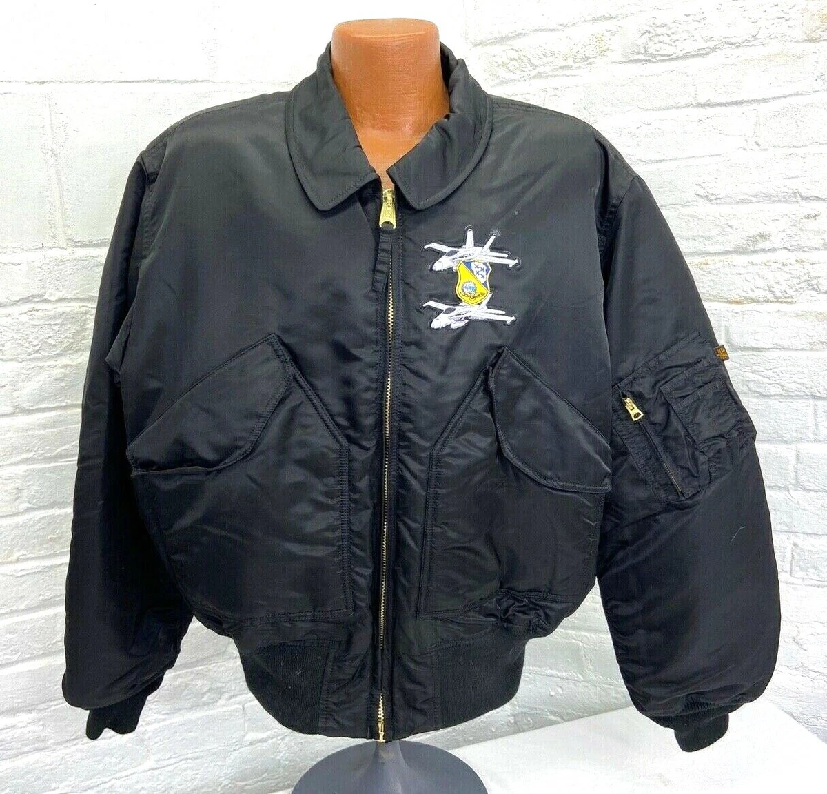 Navy Blue Naylon Bomber Jacket for Men - AngelJackets