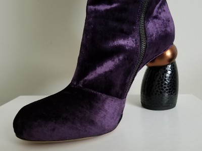 DRIES VAN NOTEN RUNWAY UNIQUE HEEL TALL VELOUR BOOTS EU 37.5 I