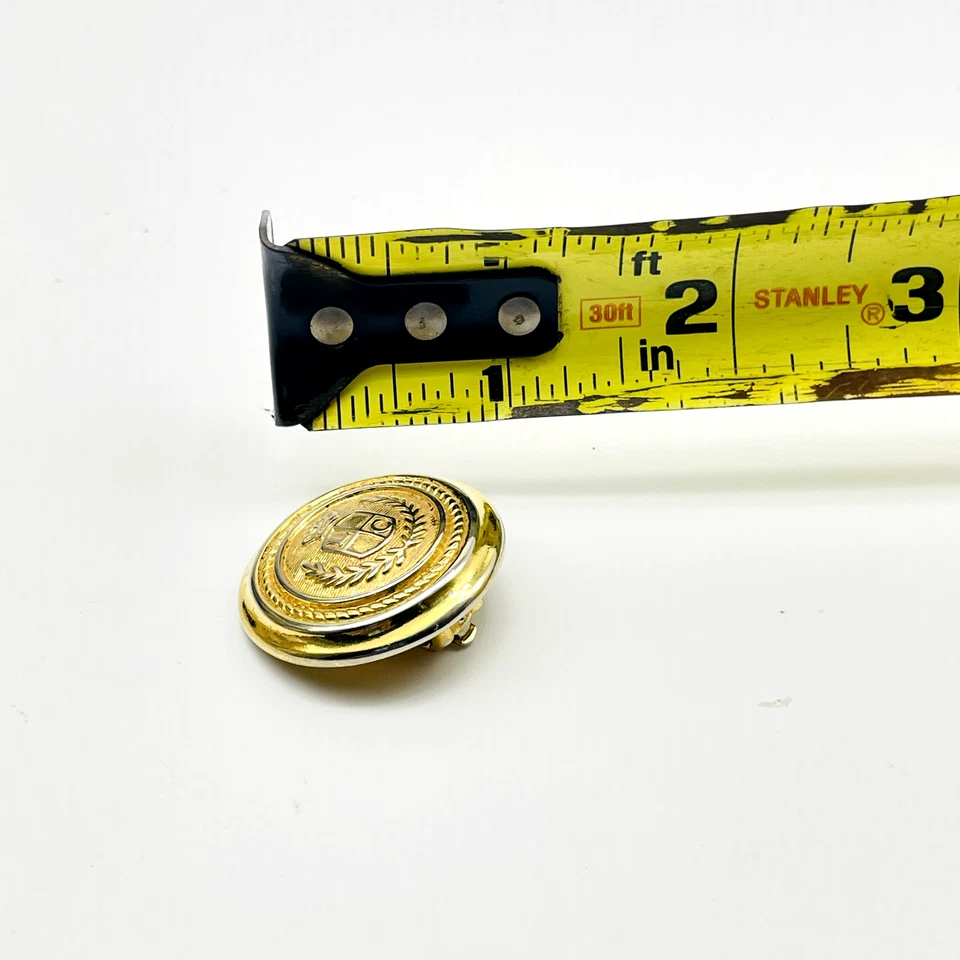 LIZ CLAIBORNE LCI Shield Button Earrings Gold Tone Clip On Classic Career Work - Изображение 4 из 4