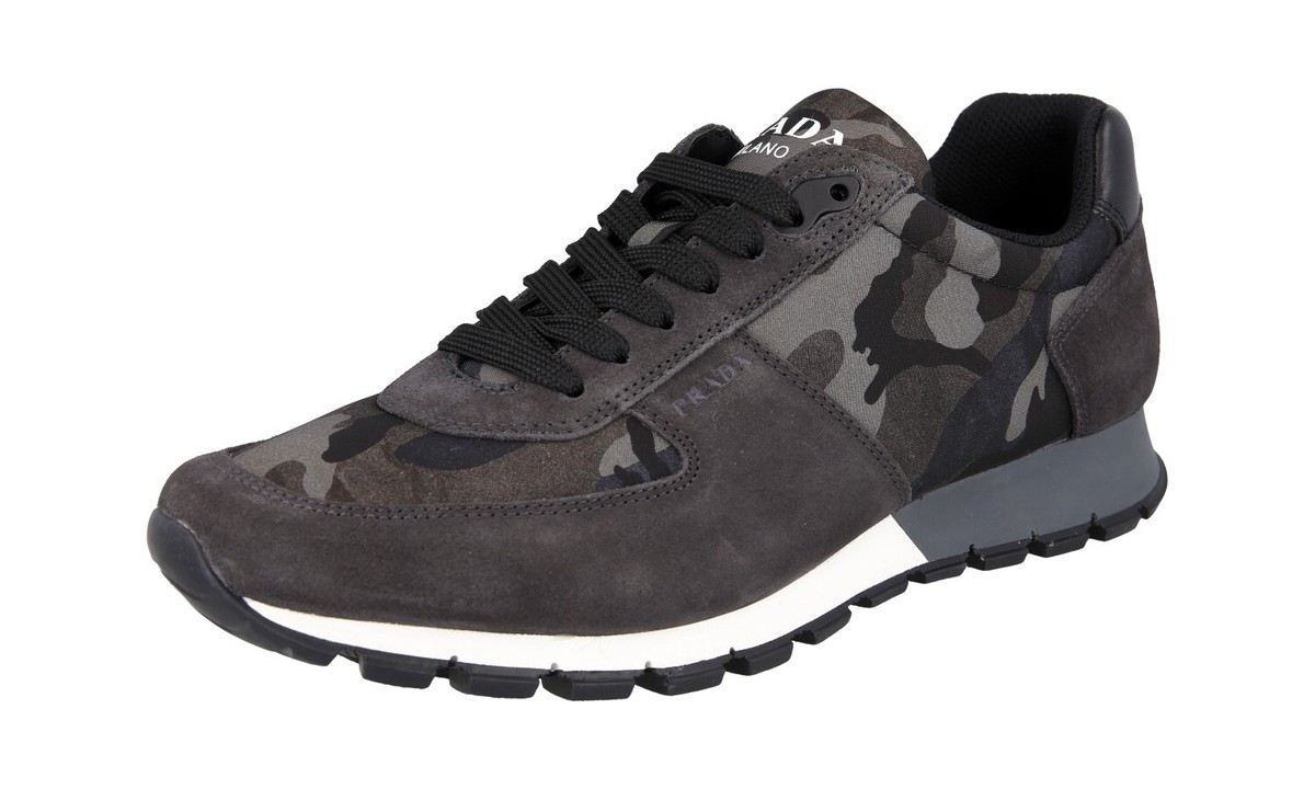 PRADA ビスチェ グレー PRADA Suede + Nylon PRAX Sneakers - 2EG346 - Gray Camo NEW | eBay