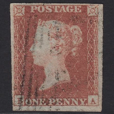V31_16 GB QV 1841 1d RED-BROWN PLATE 117 SG8-B1(1) BA FU 4M IMPERF LIGHT CANCEL