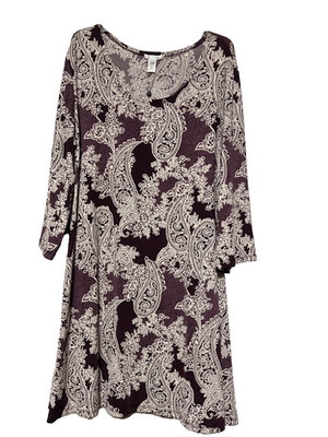 Beautiful Vasna Cream and Purple Floral Dress, XL