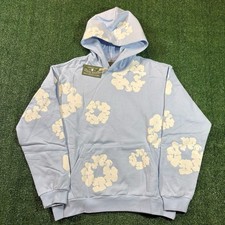 Denim Light Blue Cotton Hoodie New Size S