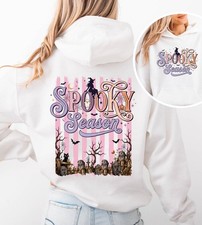 Spooky Season Hoodie Pink Halloween Sweatshirt  Pumpkin Witches Tshirt