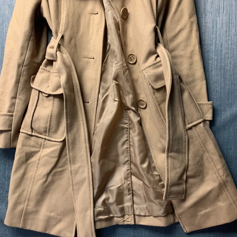 Gabardina para mujer Kenneth Cole Reaction talla 4P beige tostado mezcla de lana Foto 3 de 4