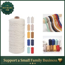 4-Strand Twisted 3mm Macrame Cord - 100m Soft Cotton for Beautiful Crafts