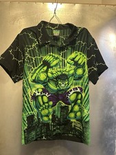 Vintage 2002 The Incredible Hulk All Over Print Button Up T-Shirt Y2K Large