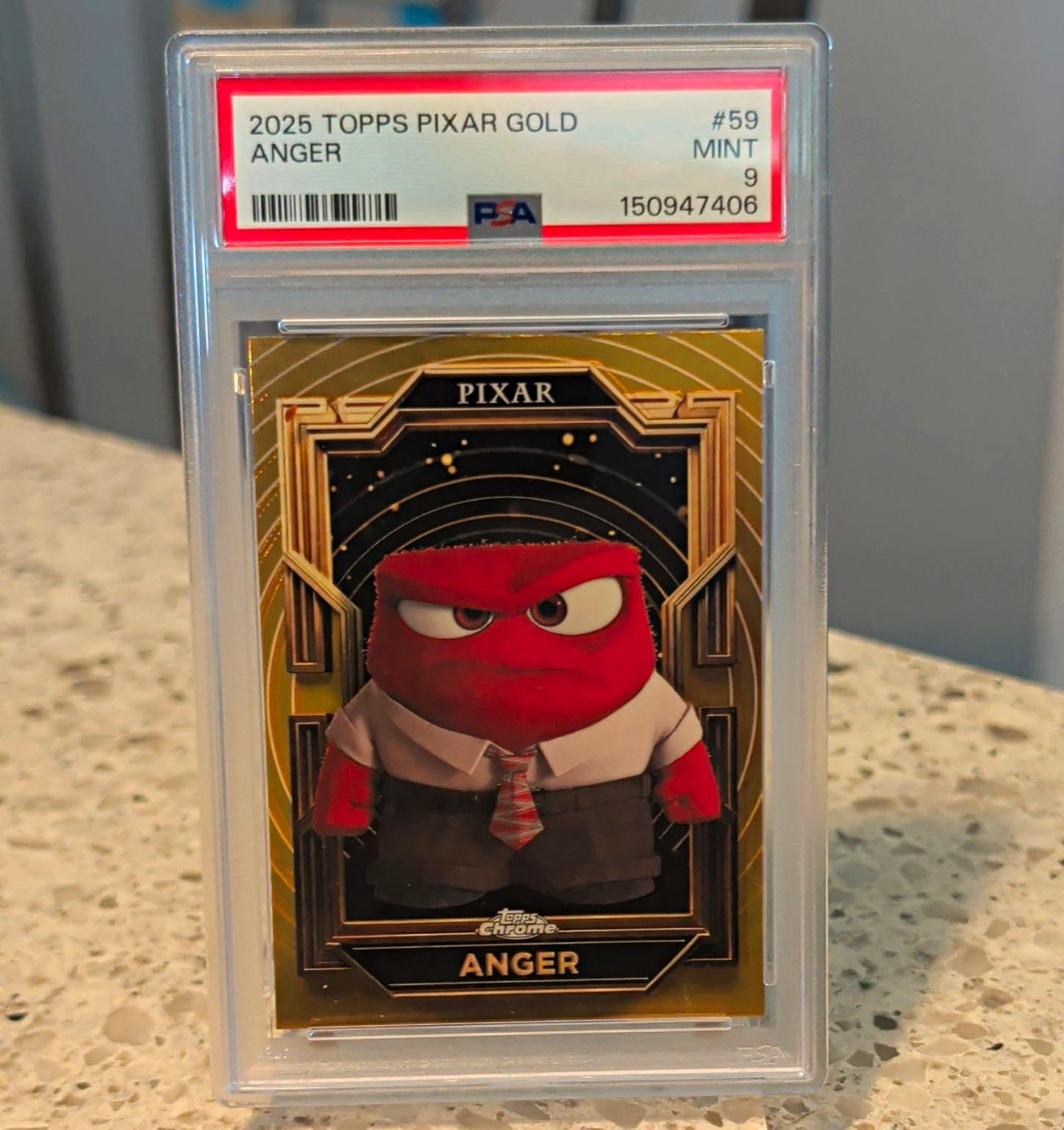 Topps 2025 Topps Pixar Gold Disney Pixar Inside Out Anger #59 PSA 9