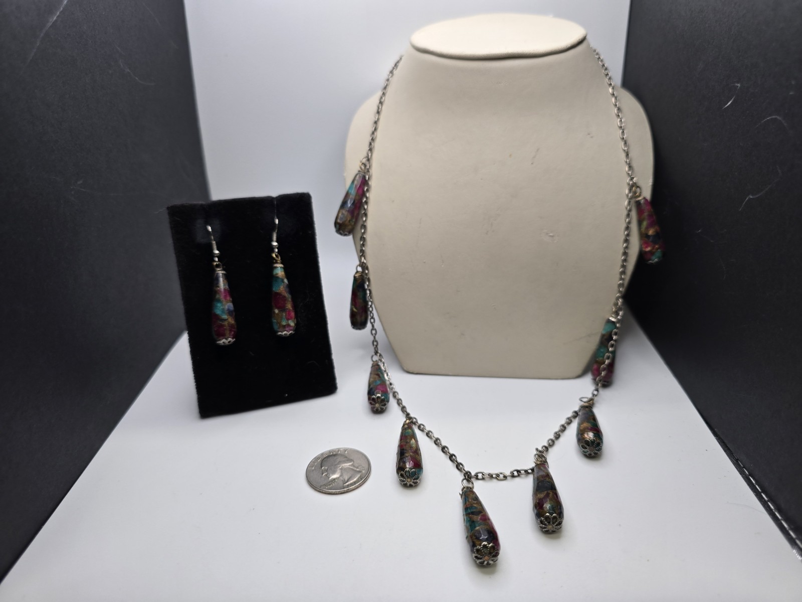 Ruby Sapphire Emerald Composite Sterling 925 Jewe… - image 2