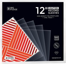 Big Fudge 12" Vinyl Record Sleeves - Outer Sleeves 100 Pack - Crystal Clear H...