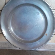 Runder Zinn Teller/Platte in Silberfarbe, schlichtes rundes Tablett