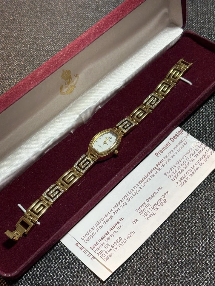 Vintage Ladies Premier Design Watch Gold Tone W/Case,Link,Paperwork Women’s - Imagem 2 de 4