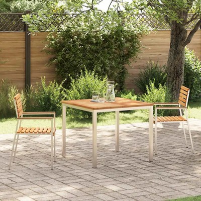 Garten Essgruppe Braun Outdoortisch-Set Gartenmöbel Essanordnung Stahl vidaXL