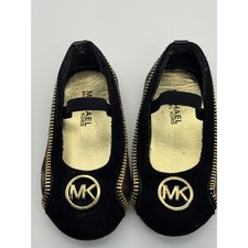 Michael Kors Girls Baby Emalyn BLACK  Gold Ballet Flats Sz 6 Without Box