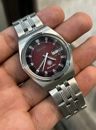 Vintage Seiko Advan 17 Jewels Burgundy Dial(Changed) Japan Mens Wrist Watch 6309
