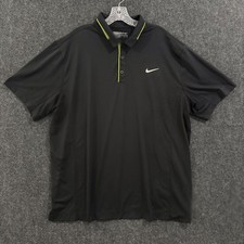 Nike Golf Polo Shirt XL Men's Black Dri-Fit Standard Fit Reflective Swoosh