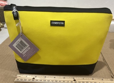 NWT Cosmopolitan Yellow & Black Cosmetic Toiletries Travel Bag Large Size Nice!