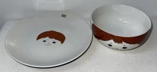 Vintage Stacking Boy Plate & Bowl MCM Set Dishes Japan