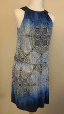 London Times Women’s Size 8 Paisley Halter Top Neck Tiered Knee Length Dress