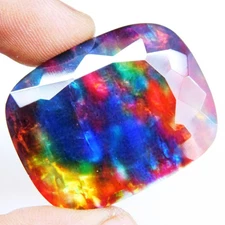 Certified 61.45 Ct Natural Bi-Color Ammolite Cushion Cut Loose Gemstone
