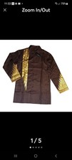 Luc Matton Mens M African DASHIKI Tunic Shirt Tribal Brown Gold Long Sleeve NWT