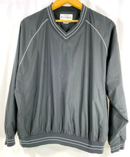 FootJoy Women L Black White V Neck Mesh Lined L/Sleeve Golf Pullover Windbreaker