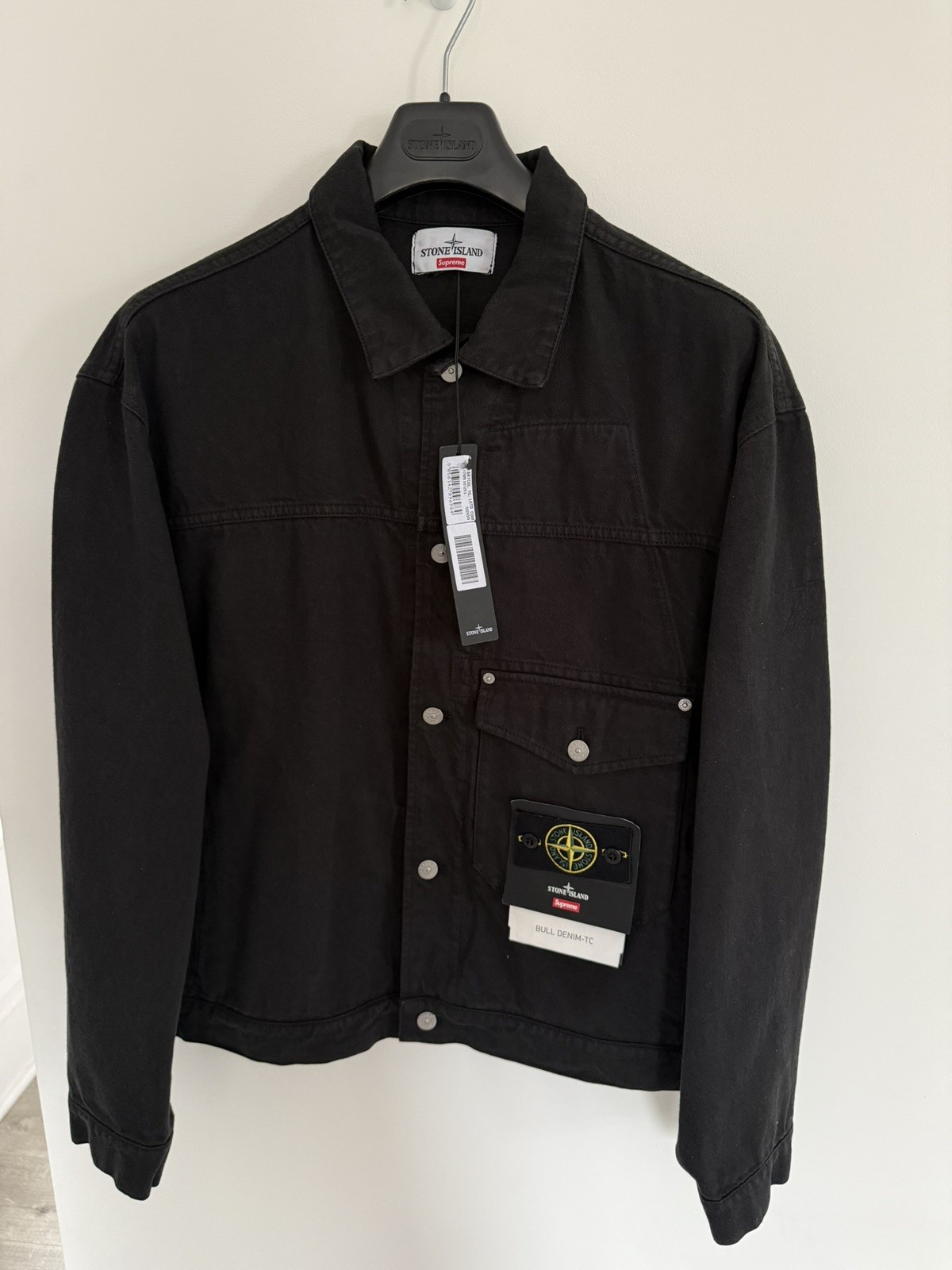 Stone Island x Supreme Bull Denim Trucker Jacket FW23 Black / Large
