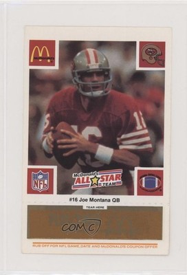 1986 McDonald's Play & Win All-Star Team Orange Tab Joe Montana HOF 0h1