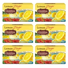 Celestial Seasonings Herbal Tea, Lemon Zinger, Caffeine Free, 20 Tea Bags (Pack