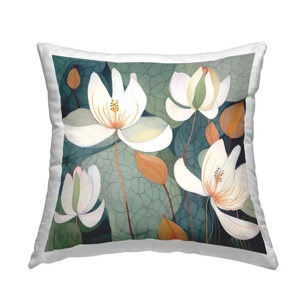 White Iris Botanicals Green Geometric Polyester 18 In. X 18 In. Throw Pillow