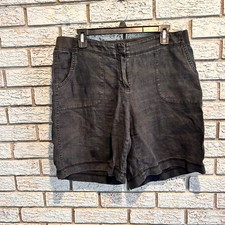 J. Jill Black 100 Linen Elastic Waist Utility Shorts Size 10