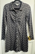 American Eagle Floral Button Up Long Sleeve Gray Dress Size M