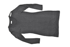 Calvin Klein Women Charcoal Gray Knit Sweater Dress Elbow Patches Button Petite