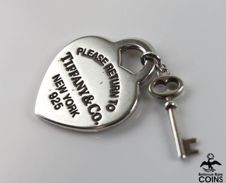 Tiffany & Co. Sterling Silver "Please Return To" Heart Charm Engraved
