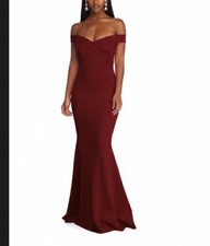 Windsor Women’s 8 Burgundy OffShoulder Mermaid Gown Formal Prom Bridesmaid Dress