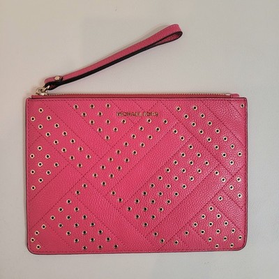 MICHAEL KORS Pink Quilted Eyelet Wristlet