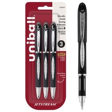 Uni-Ball 33928PP Jetstream Ballpoint Pens, Bold 3 Count Pack of 1 , Black