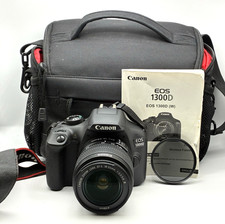 Canon EOS 1300D 18 MP DSLR Camera w/ EF-S 18-55mm III Lens Bundle, Wi-Fi, Bag