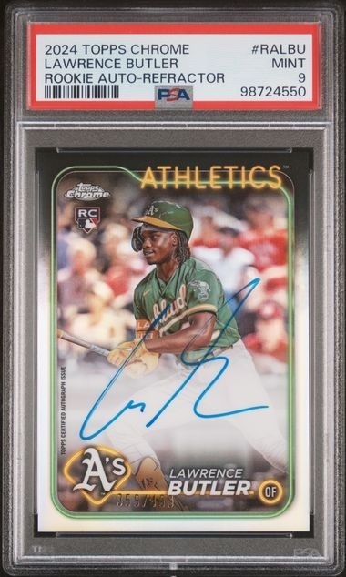 2024 Topps Chrome Rookie Autographs #RALBU Lawrence Butler PSA 9 Refractor #/499