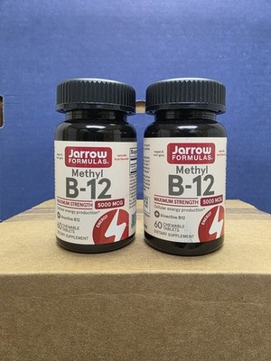 Jarrow Formulas Methyl B 12 Maximum Strength 5000 MCG 60 Chewable Tablets 2 Pack
