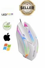   HOT SALE   1600 dpi Gaming Mouse RAINBOW LED LIGHTS Wired White color usb