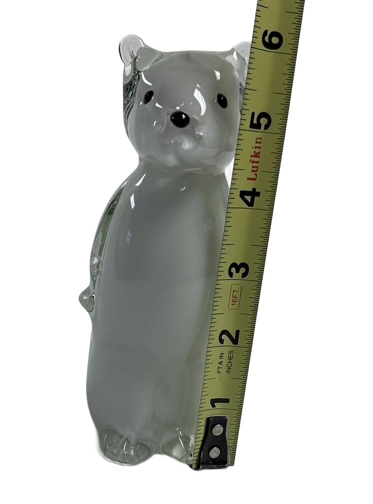 Murano style Polar Bear Sculpture 6″ Hand-Blown Art Glass Figurine