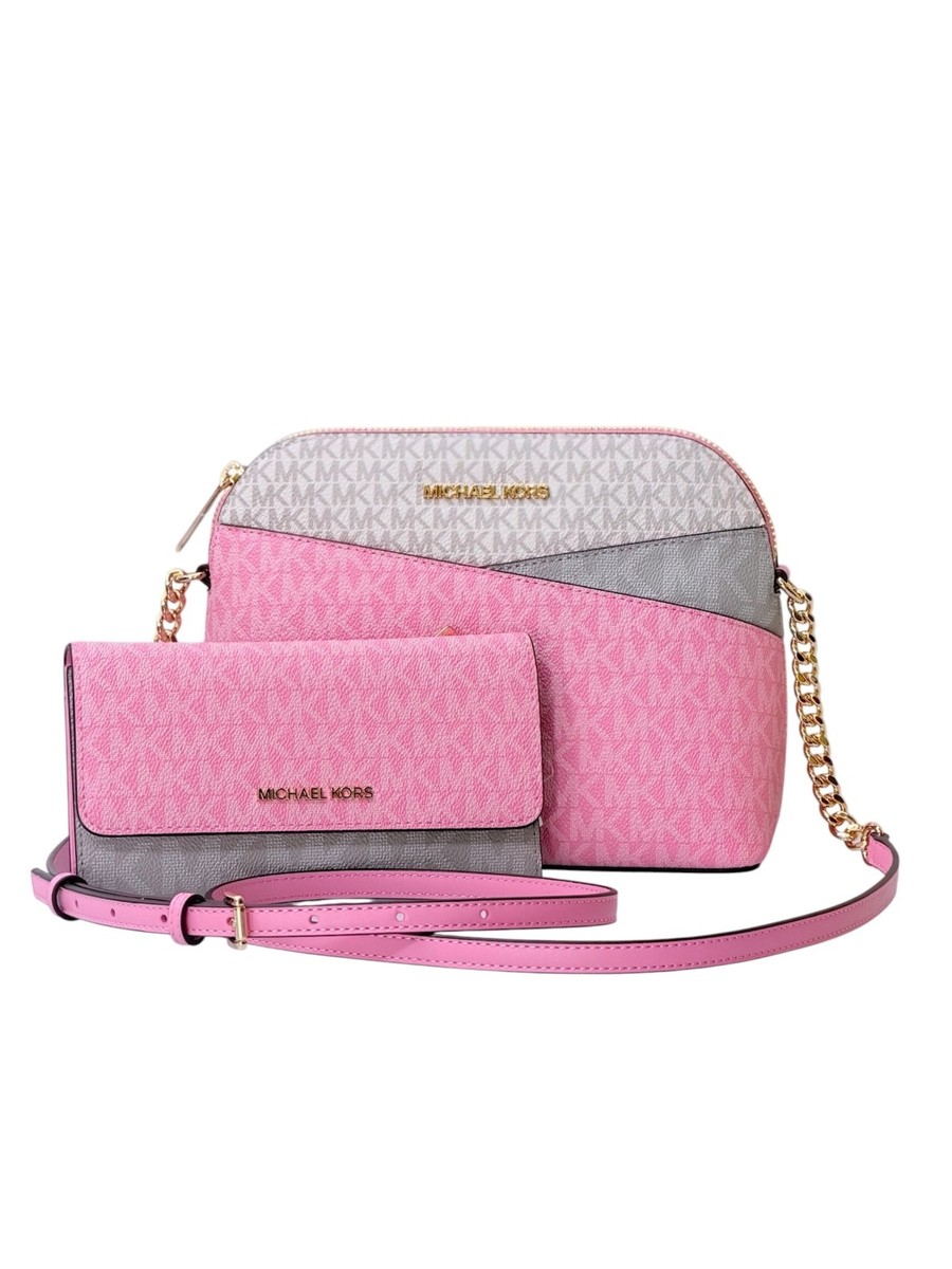 Michael Kors Jet Set Travel Dome Crossbody MK Logo Bag + Wallet