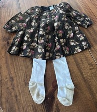 Baby Gap Girl 6-12 Months Floral Dress, Diaper Cover And Tights Holiday NWT