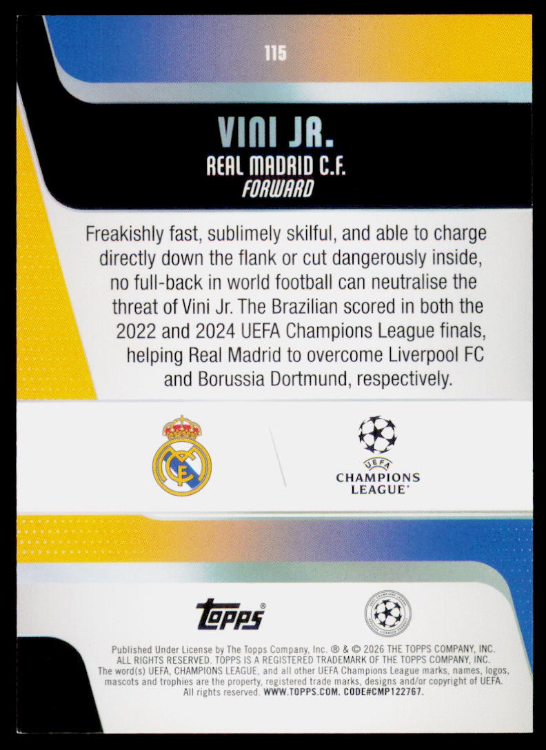2025-26 Topps UEFA Club Competitions Vini Jr. 115 Real Madrid CF