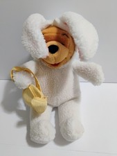 Vintage 1990's Disney Winnie The Pooh Easter Bunny With Basket 14" Plush